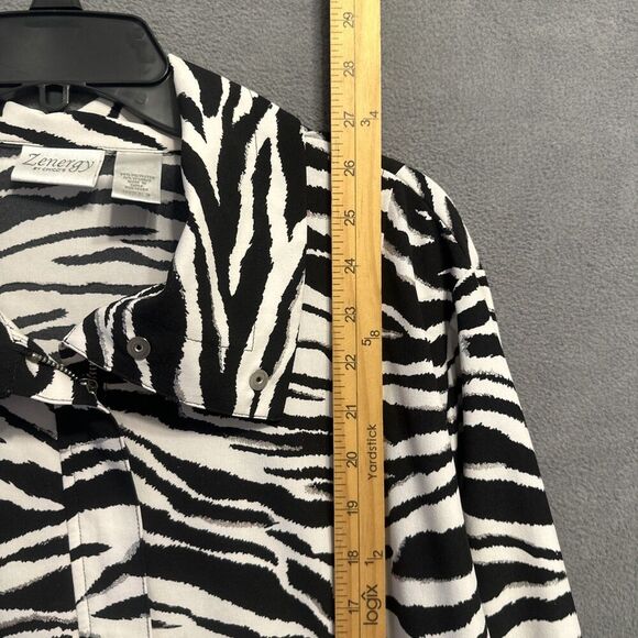 Chico's Zenergy Zebra Jacket Full Zip Stretch Pockets Size 3 (XL) Black White - Picture 4 of 9